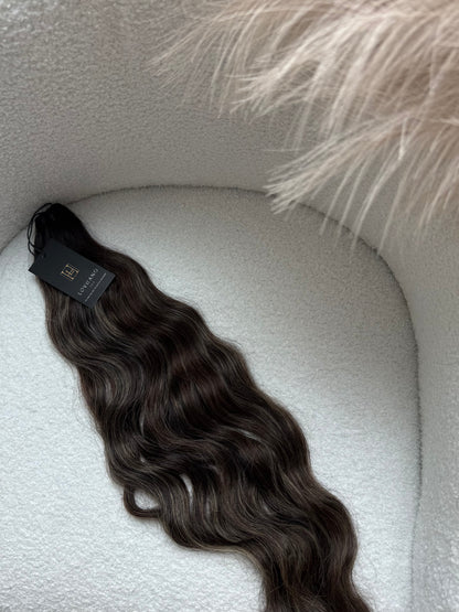 Wavy Dark Ash Blonde Highlights Hair Extensions